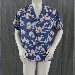 Vintatge Hawaiian Shirt - Pink and Blue Sailboats by Hilo Hattie - Men's XL